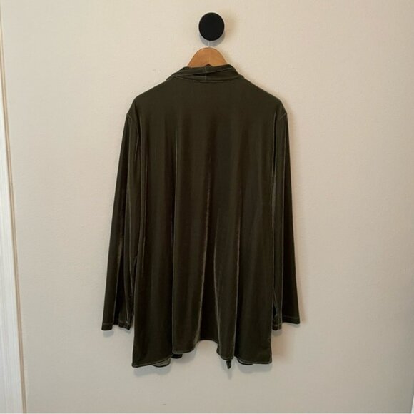 Soft Surroundings Velvet Topper Open Wrap Jacket in Basil Green 3X - Picture 7 of 7